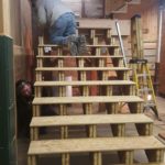 Stairs under construction at the Barn at Holly Farm