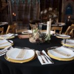 Table decorations at medieval banquet