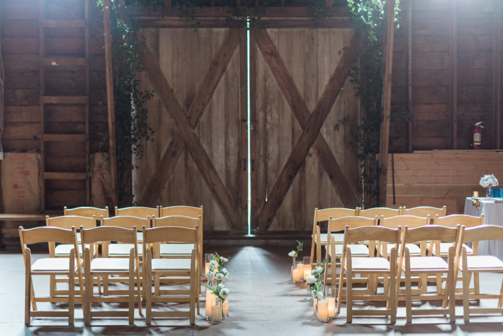 Rustic wedding set up at the Barn