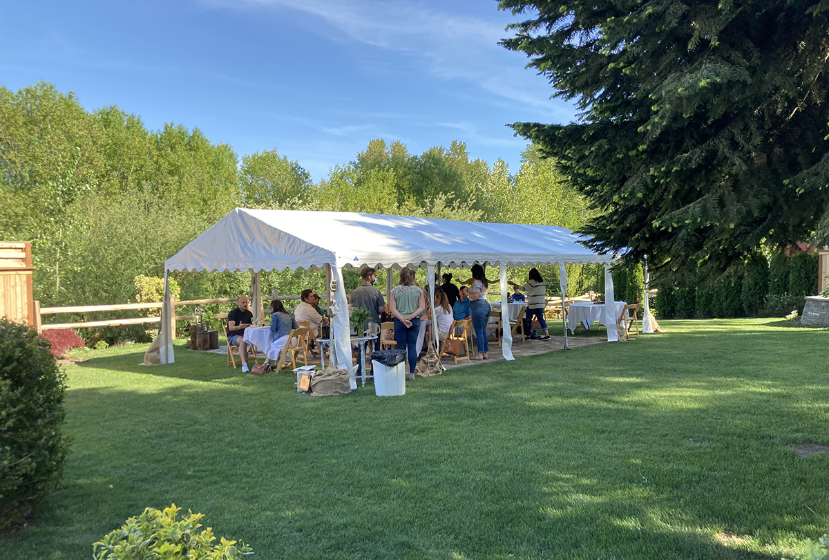 Event with tent at the South Lawn Patio