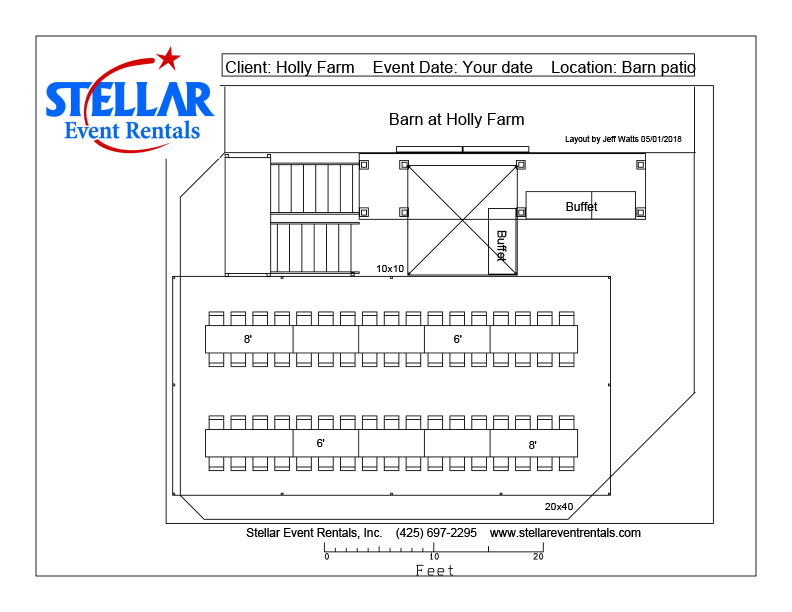 South Barn Patio tent and table option