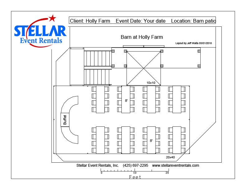 South Barn Patio tent options with curved buffet